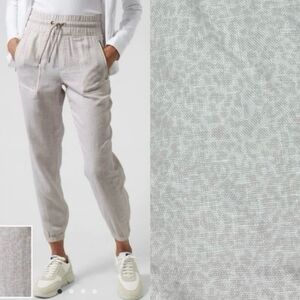 Athleta Cheetah Print Cabo Linen Drawstring Pants Size 8